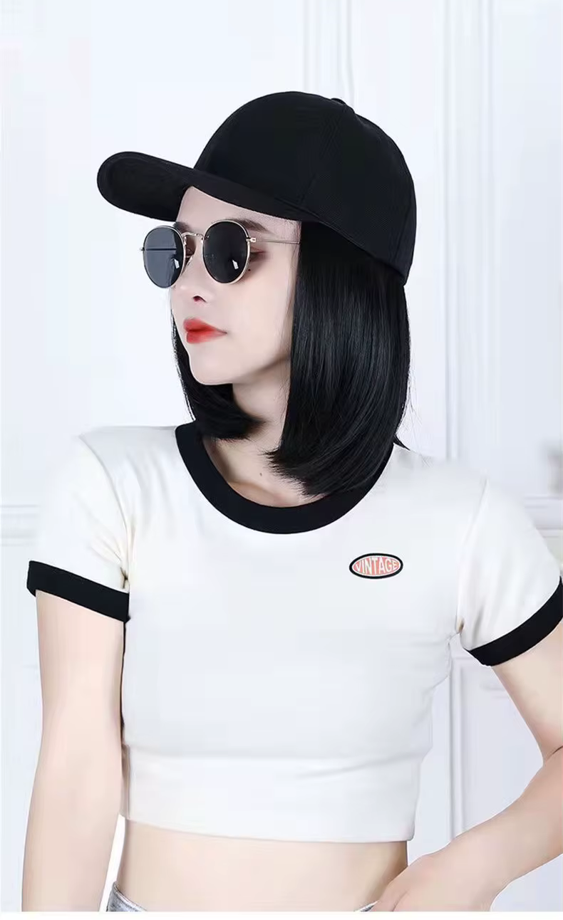 Perruque synthétique à visière pour femme