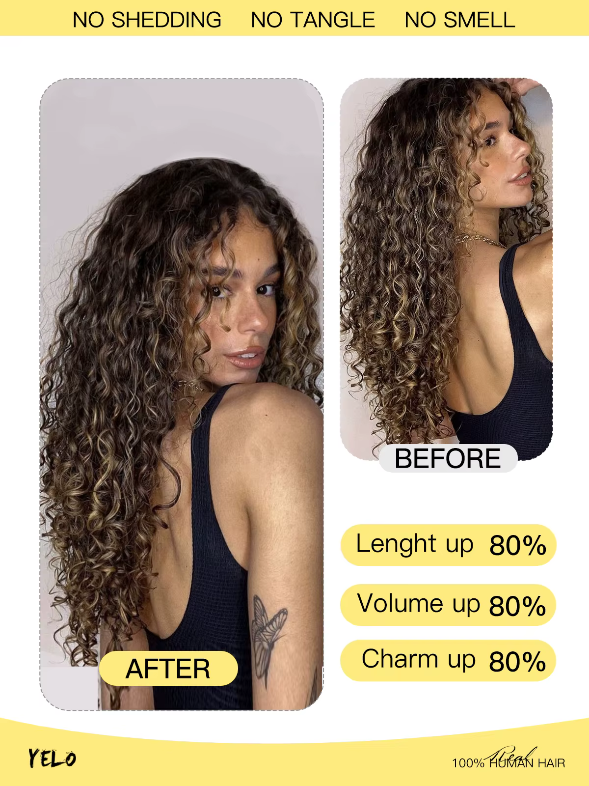 Yelo pince bouclée dans les Extensions de cheveux vrais
