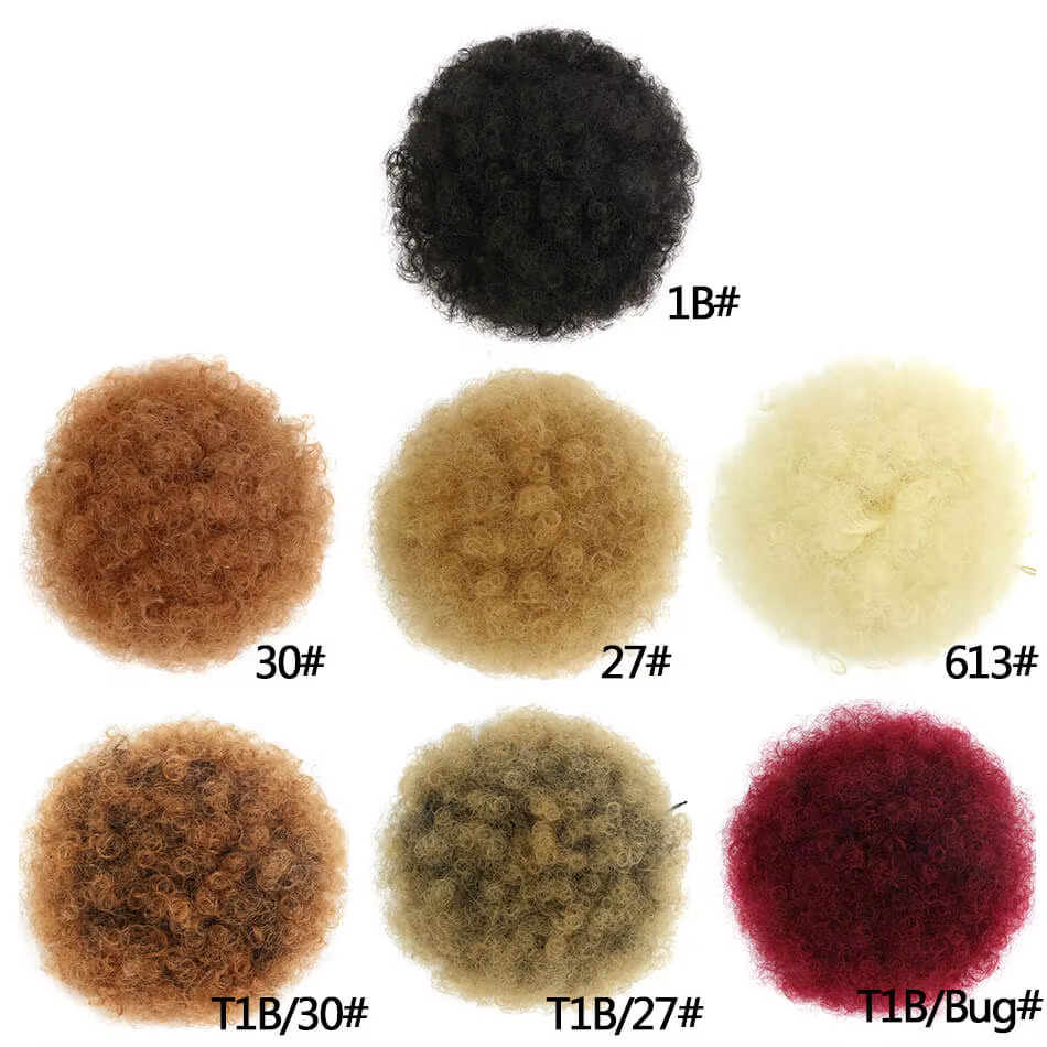 Postiche chignon afro synthétique bouffante courte pour femmes blondes, postiche chignon bouclé, queue de cheval Wstring de proximité, extensions de cheveux à pince Updo Kinky