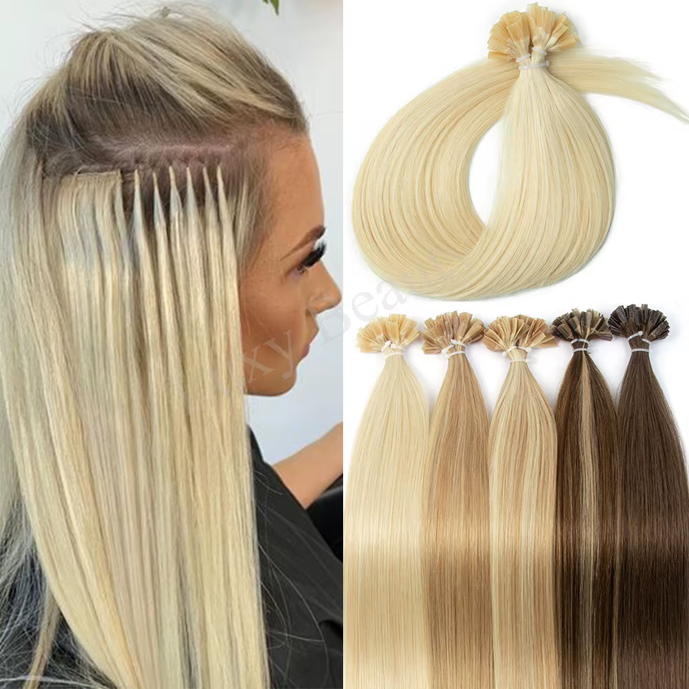 Extensions de cheveux de pointe d'ongle blonde