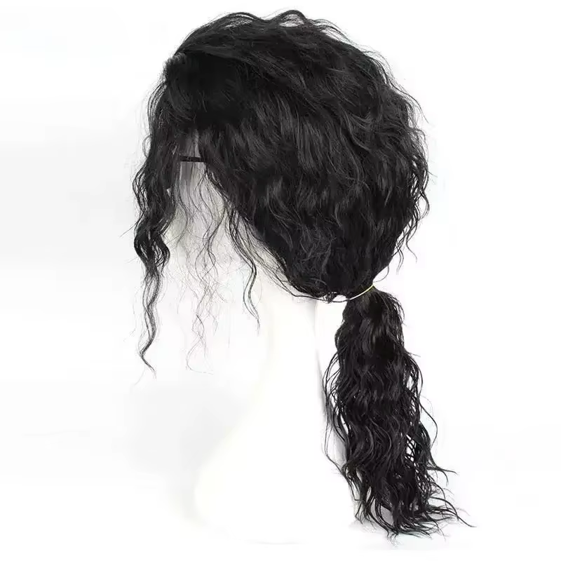 Perruque noire mi-longue bouclée pour cosplay Michael Jackson
