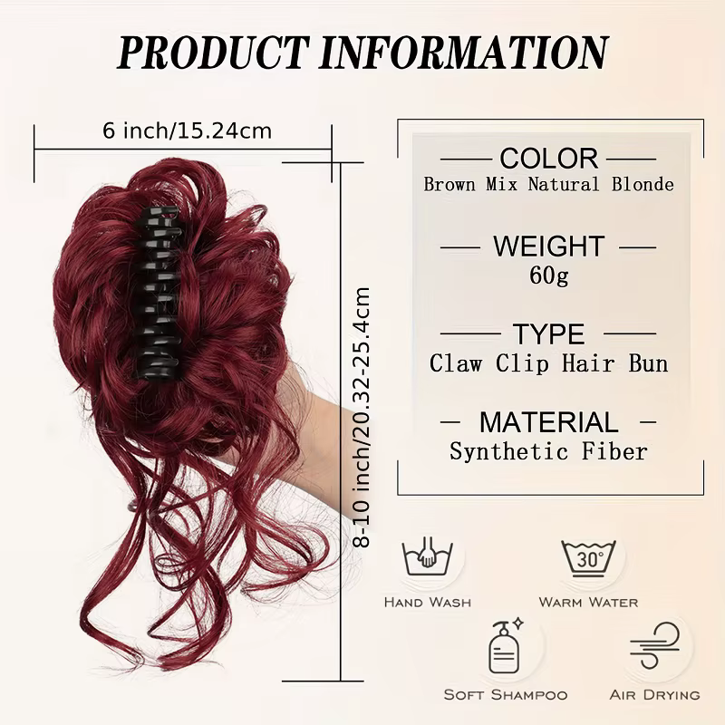 Chignon désordonné synthétique en forme de donut