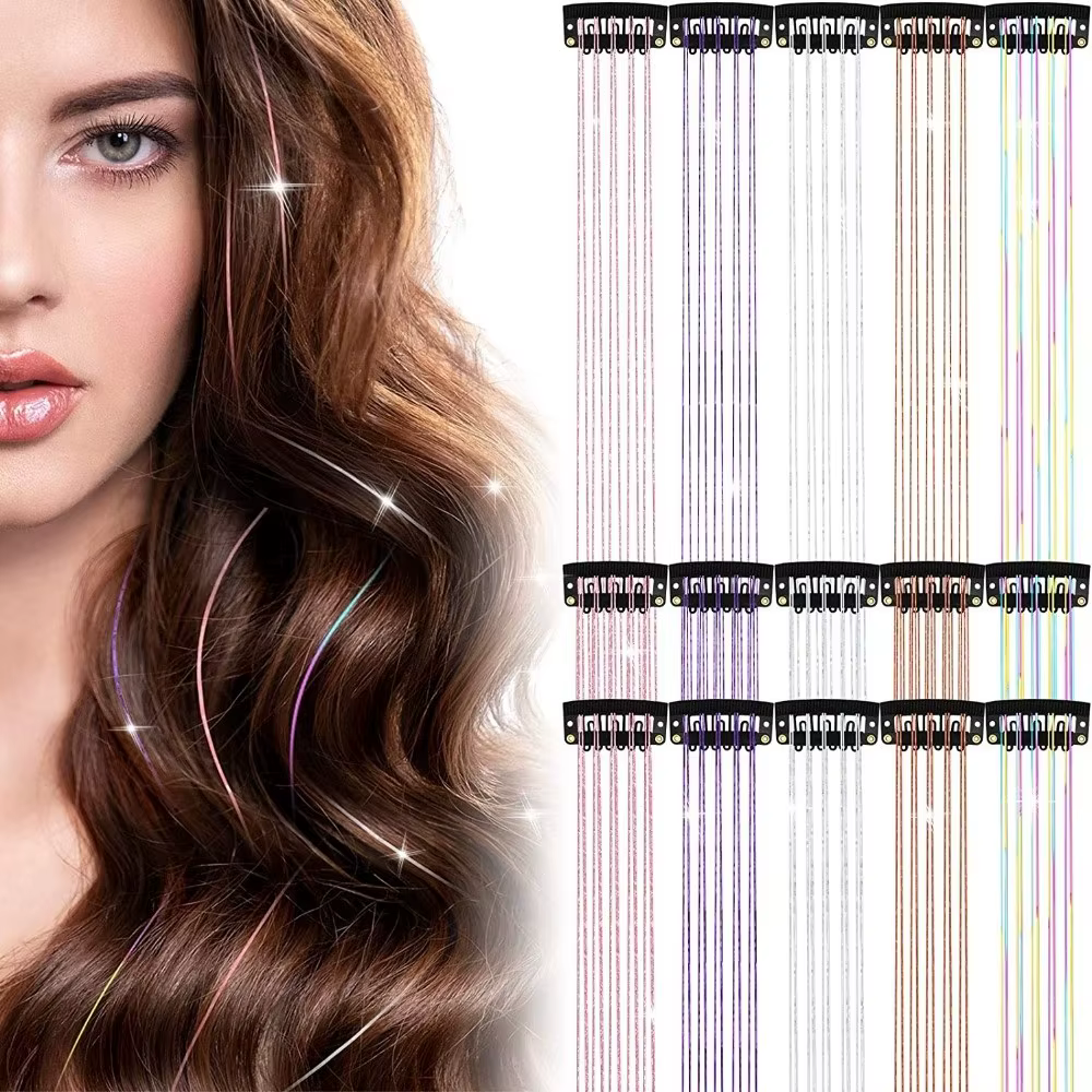 Nouvelle mode points forts pince dans les Extensions de cheveux coloré brillant