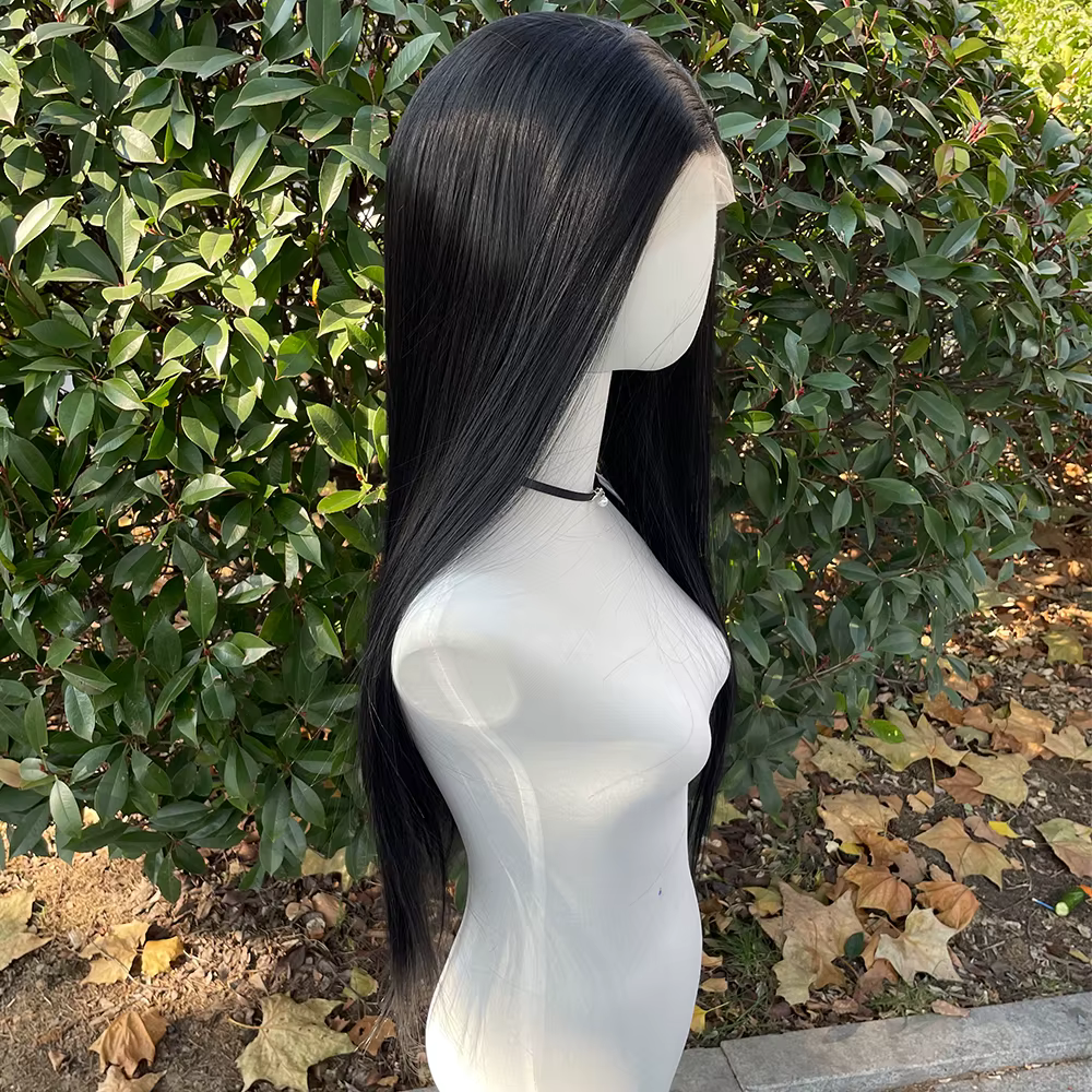 Perruque Lace Front Wig synthétique noire de jais 13x4