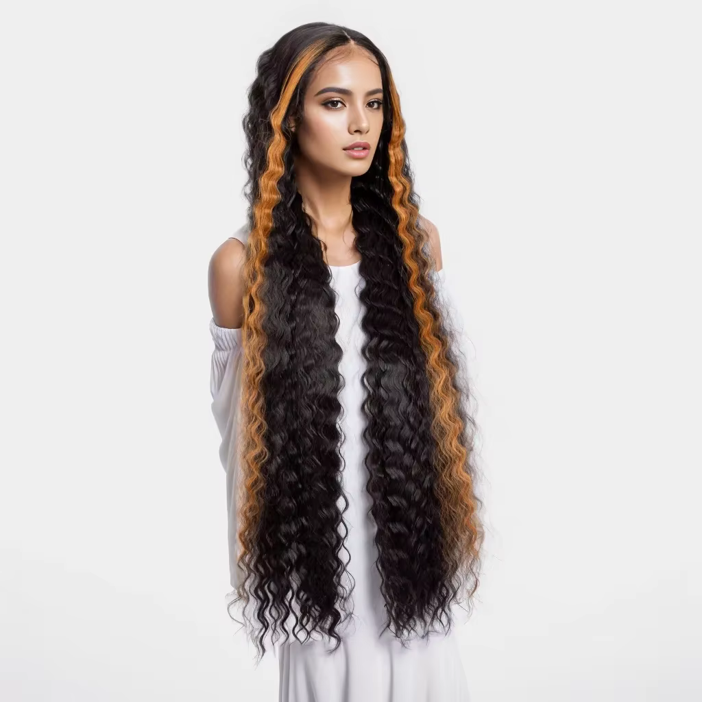 WIGERA Perruque synthétique ombrée noire 40 pouces extra longue
