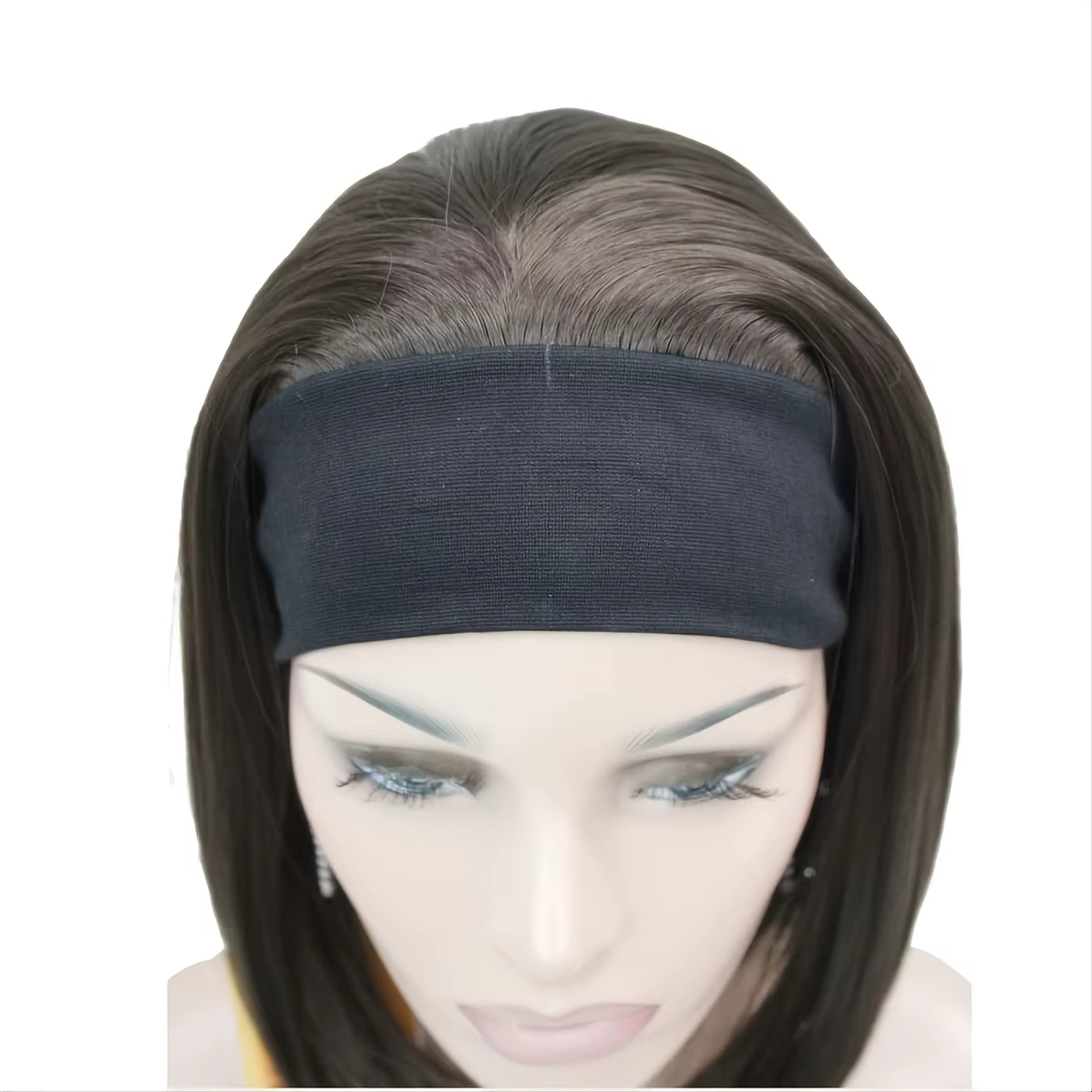 Perruque Bob courte naturelle avec bandeau réglable