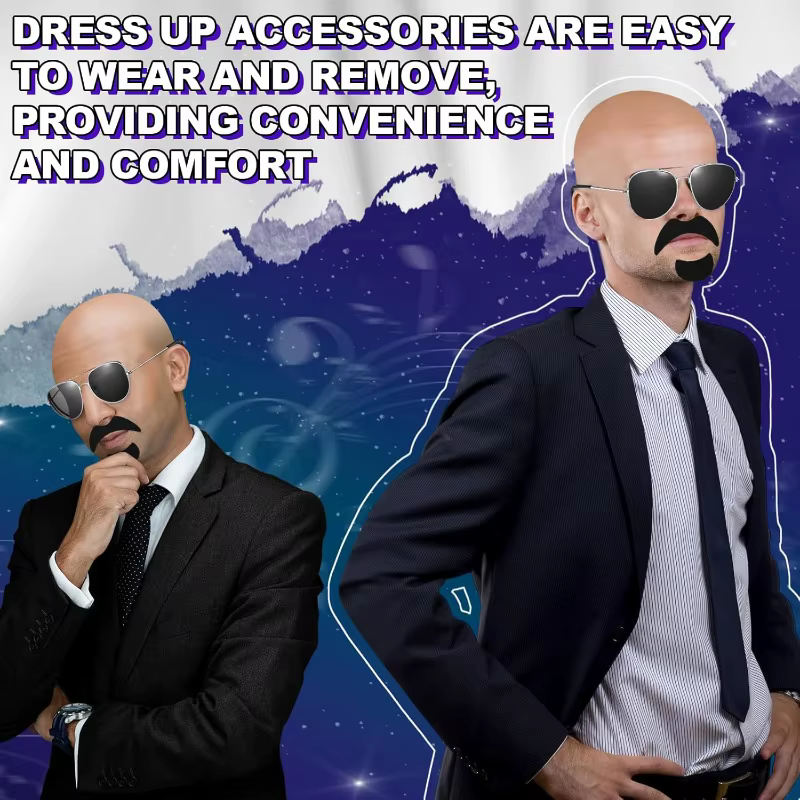 Casquettes de chauve avec lunettes et moustache