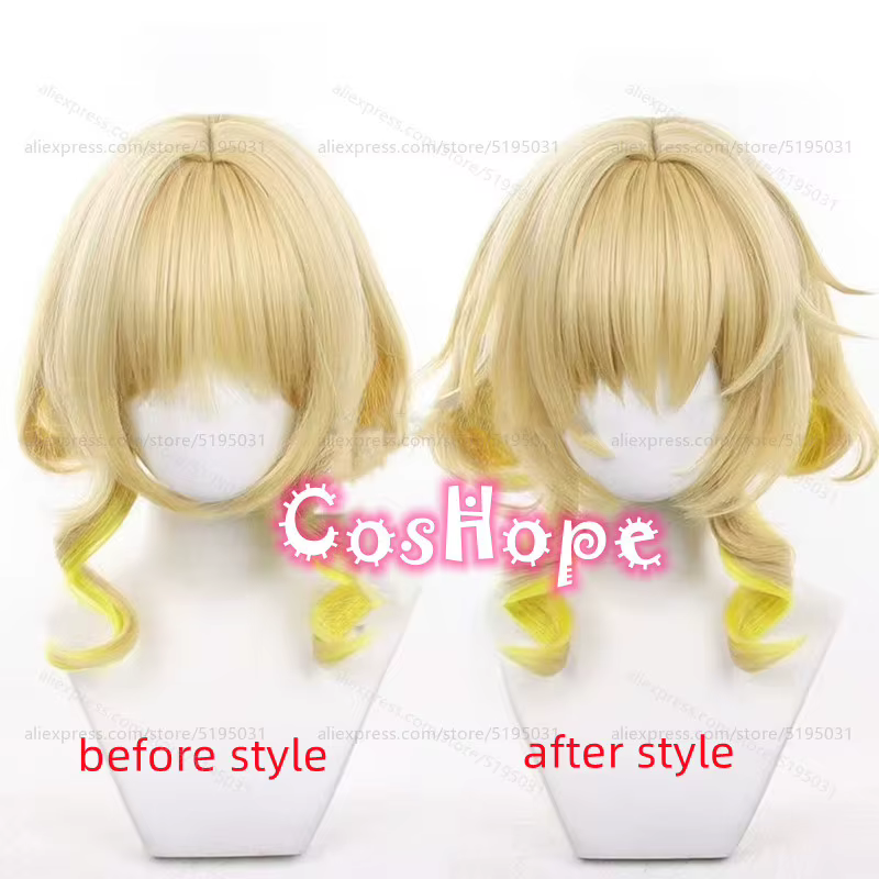 Hbackpack Aglaea-Perruque Cosplay Synthétique Courte Bouclée
