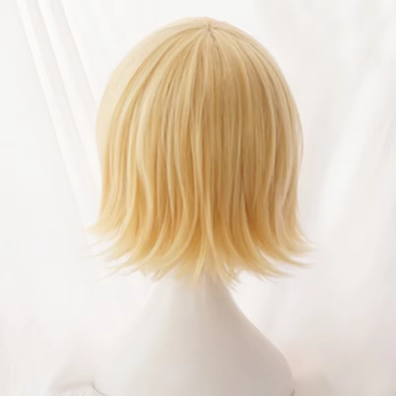 Anime haute qualité Rin Len Cosplay perruque courte Blonde résistant à la chaleur cheveux synthétiques