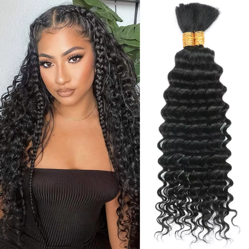 Boho tresses cheveux humains bouclés cheveux paquets en vrac pour tressage vague profonde 2 paquets 100g sans trame cheveux humains paquets Extension de cheveux