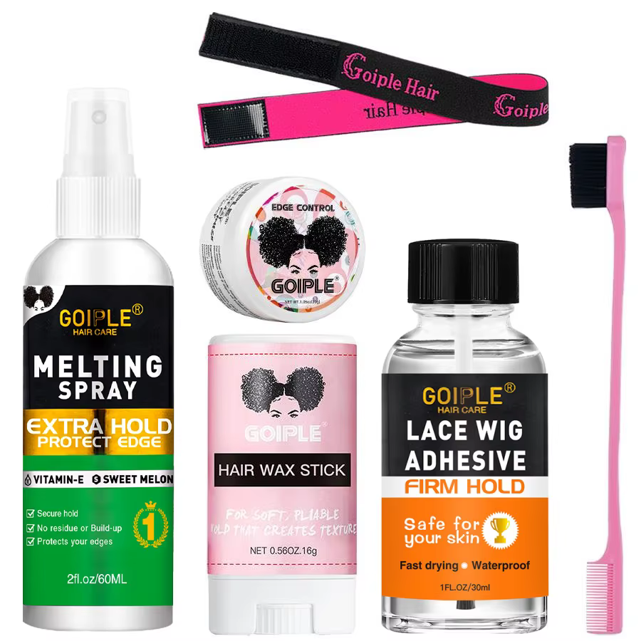 Kit de perruques adhésives à forte tenue pour perruque avant de 3 jours et Spray fondant imperméable pour teinte