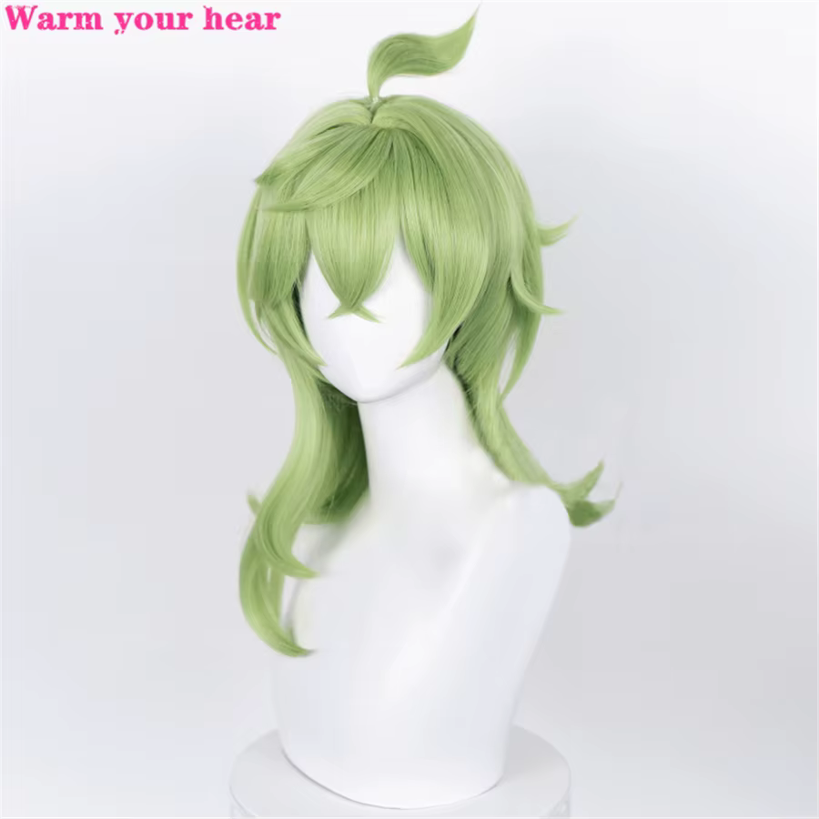 Perruque de Cosplay longue de 55cm avec faux cuir chevelu vert