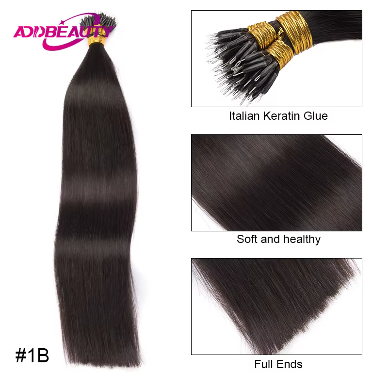 Extensions de cheveux 100% naturels lisses avec anneaux Nano, mèches de cheveux blonds ombrés, Fusion, 0.8g/1g, 50 pièces