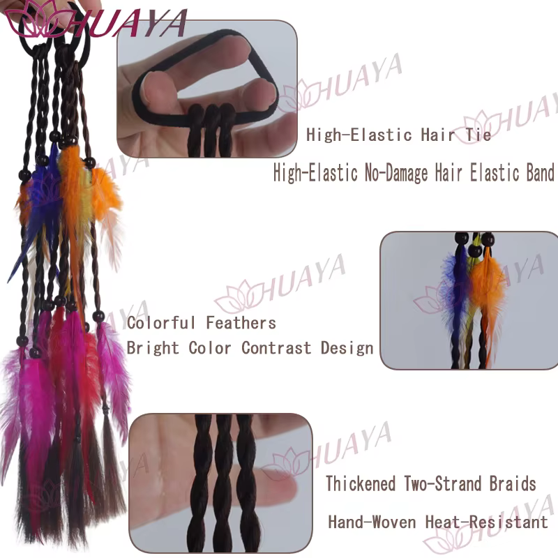 Extensions de cheveux synthétiques en plumes de style bohème pour femmes
