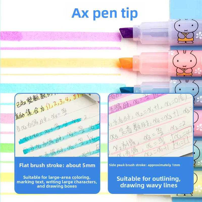 Surligneur M&G à pointe biseautée, design coloré, portable, écriture fluide, double usage pour étudiants et bureau
