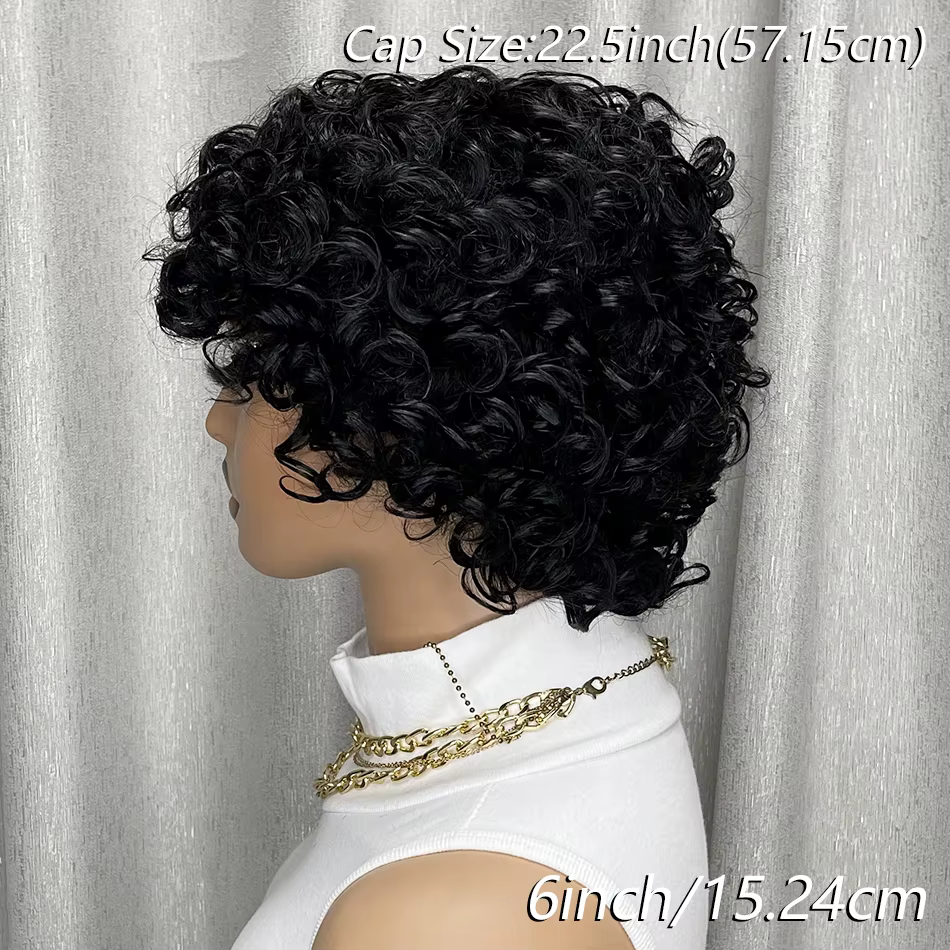 Perruque de cheveux humains crépus bouclés
