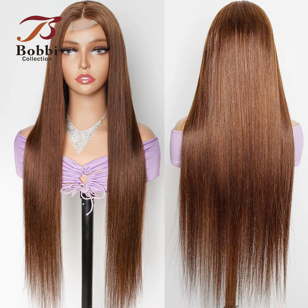 Perruque de cheveux 100% naturels bruns 2x6