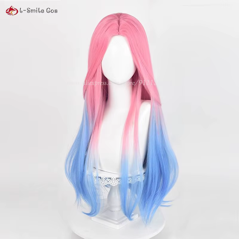 Anime Mizi Cosplay perruque 76 cm de Long rose bleu teint dégradé perruques résistant à la chaleur cheveux synthétiques