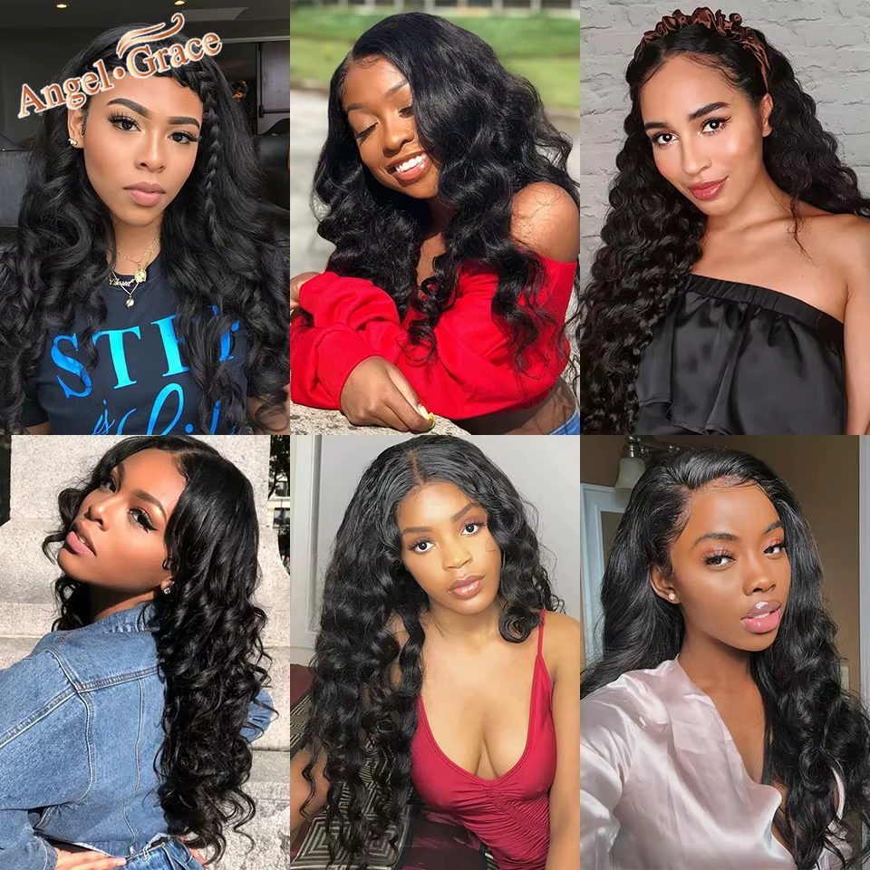 ANGEL GRACE cheveux brésiliens vague de corps 1/3/4 pièces paquets 100% Remy cheveux humains couleur naturelle 8-28 pouces vague paquets Extension 100g