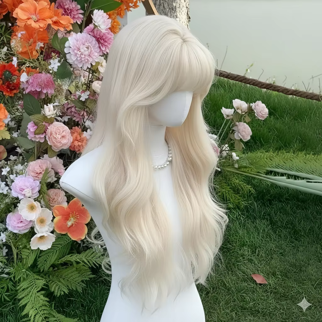 Perruque blonde blanche pour femmes 26 pouces