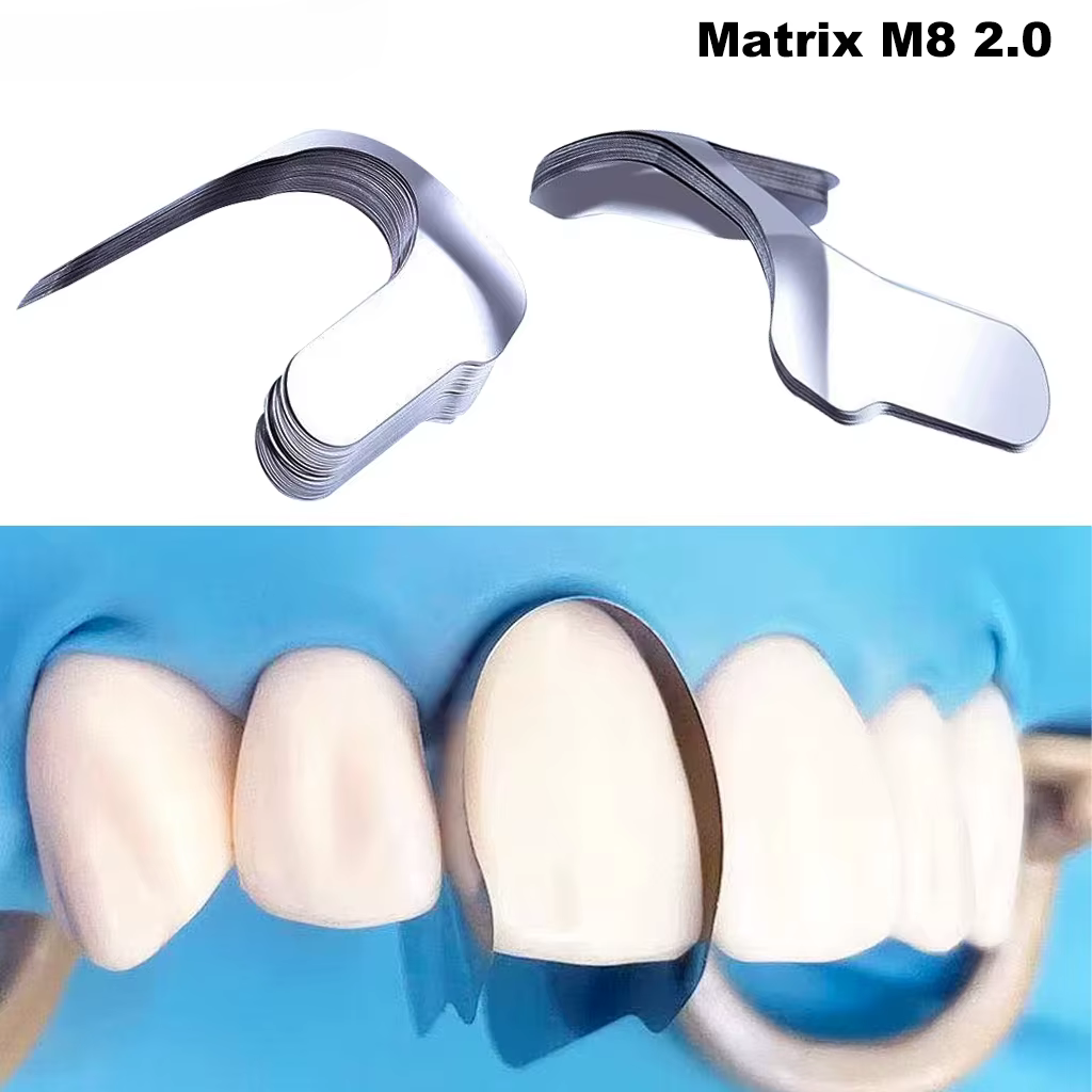 Bandes de Matrices Métalliques Avant Profilées Dentaires, Système de Matrice Sectionnelle M8, Matrices Avant Jumelles, Matériel Dentiste, 30 Pièces
