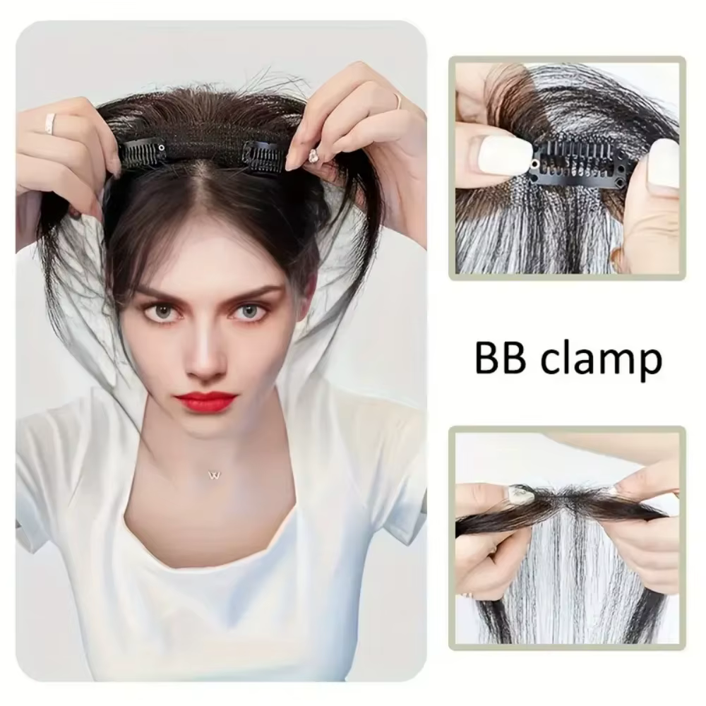 Frange à clipser en cheveux humains 3D avec favoris pour un usage quotidien - Extensions