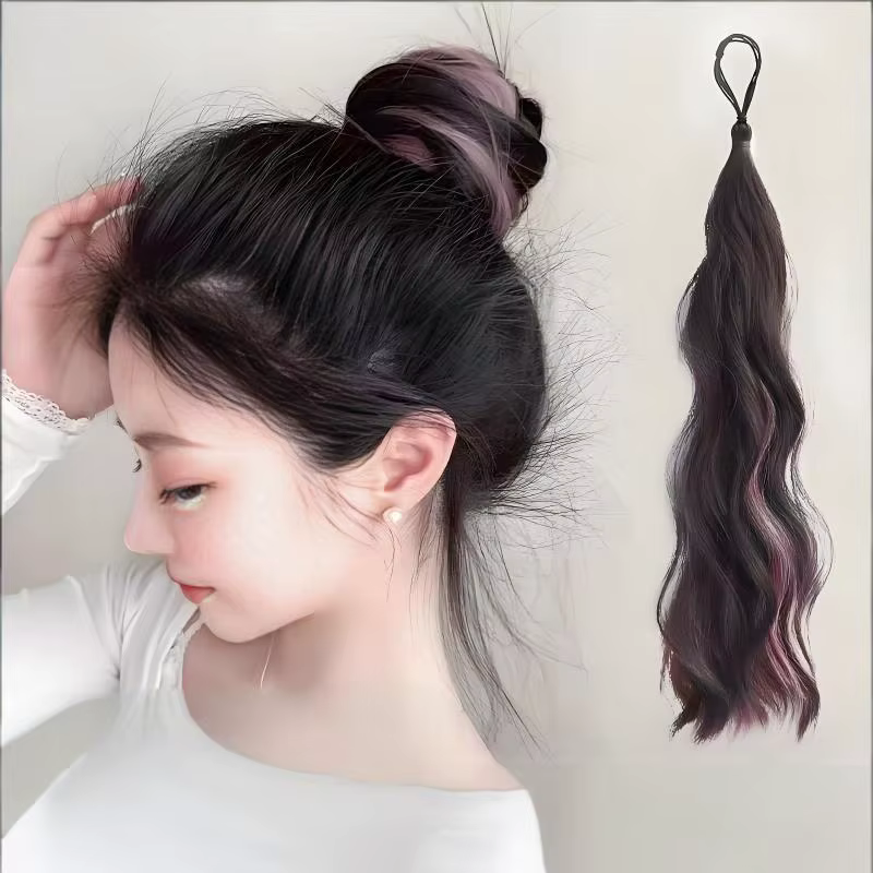 Chignon synthétique auto-enroulable pour femme, pour un chignon désordonné et volumineux
