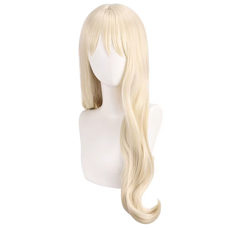 Perruque synthétique longue blonde ondulée pour filles