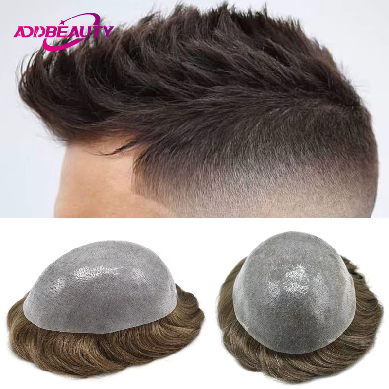 Prothèse capillaire pour homme en cheveux humains indiens