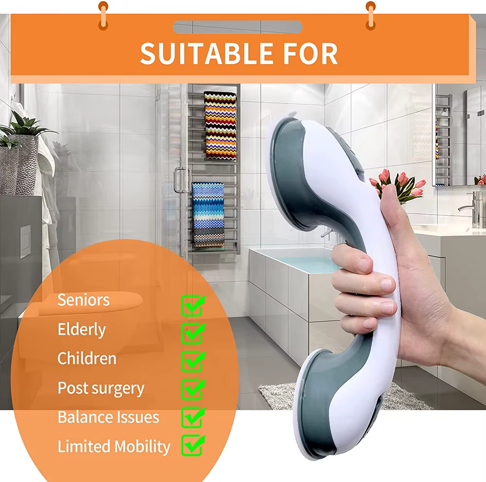 Nouvelles barres d'appui pour poignée de douche, Ultra poignée, double verrouillage, ventouses de sécurité, poignée d'aide, Support antidérapant pour toilettes, salle de bains