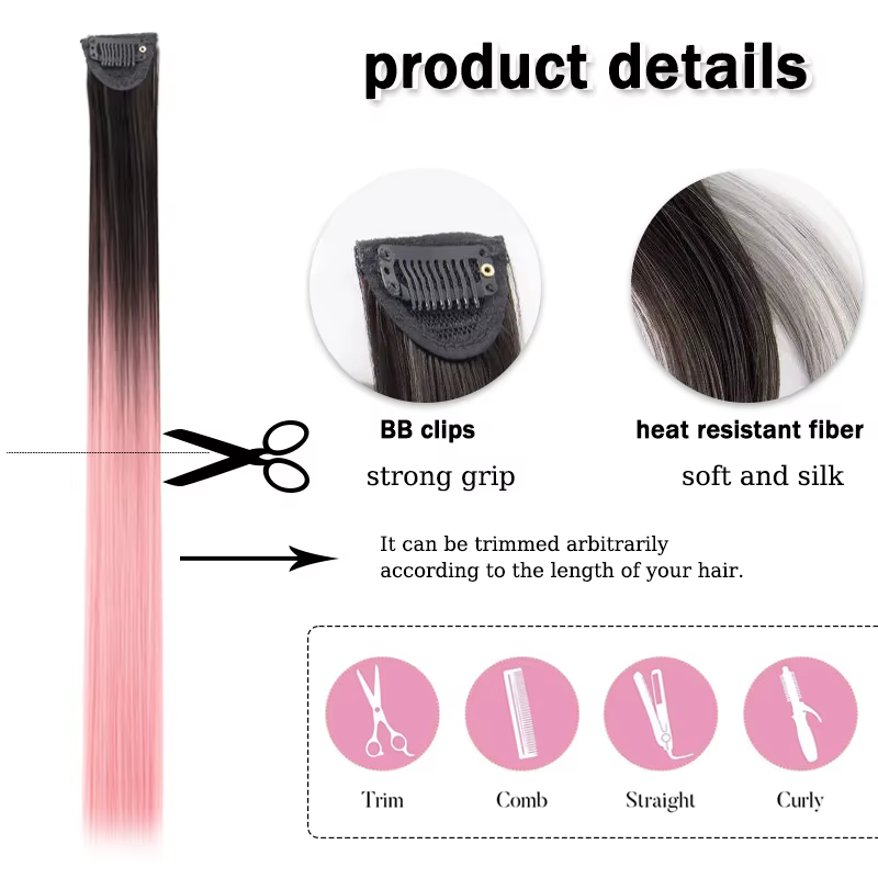 LUPU pinces à cheveux Extensions de cheveux perruque synthétique longue droite dégradé couleur pince-in morceau de cheveux pinces à cheveux pour cheveux pour tenue de femme
