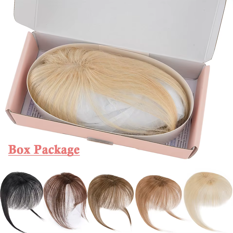 Clips en frange vrais cheveux humains 3D 360 ° Cover Air Bangs – postiches légères pour femmes