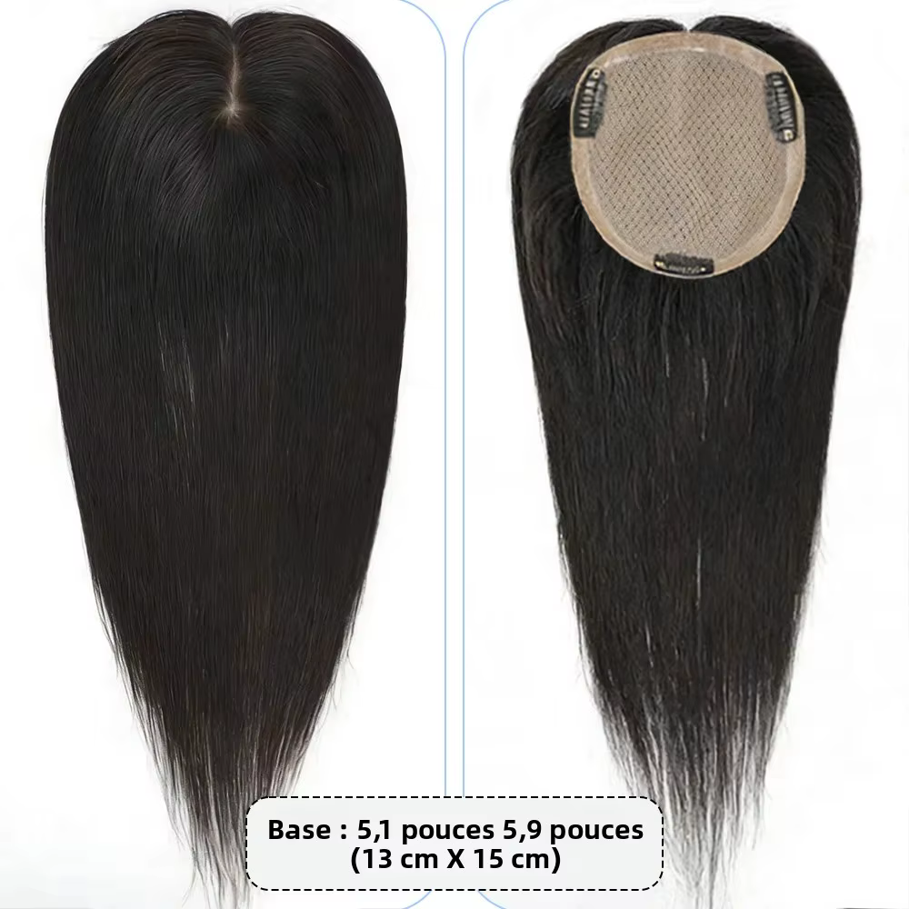 Europe cheveux humains Toppers pour femme cuir chevelu naturel soie Base Topper postiches pour Clips ins Extensions # 1b # 2 # 4 Haute qualité