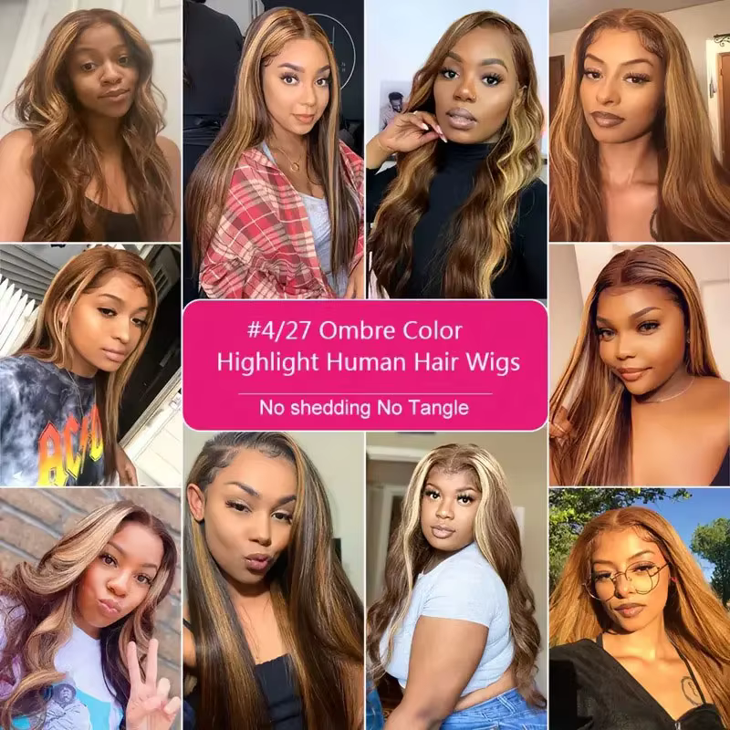 Perruque Lace Front Wig brésilienne naturelle, cheveux lisses, blond miel, 13x6, à reflets, pour femmes