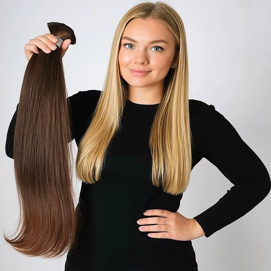 Pas de trame 100% naturel réel Extensions de cheveux humains Remy