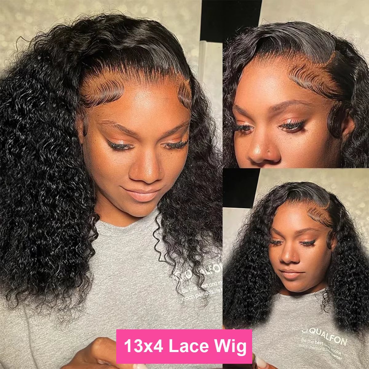 Perruque Lace Front Courte Bob Bouclée 13x4 Style Vietnamien