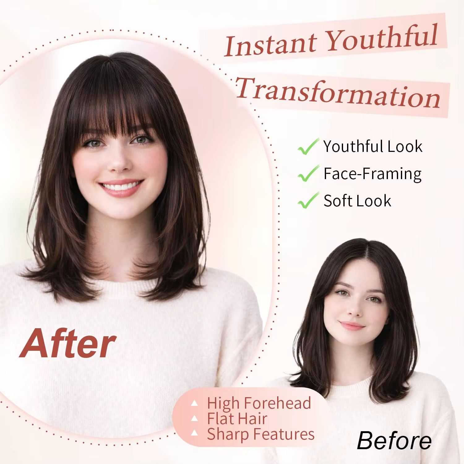 Faux franges à clipser 100% cheveux humains naturels