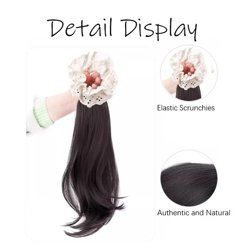 Extension de cheveux queue de cheval synthétique avec anneau élastique