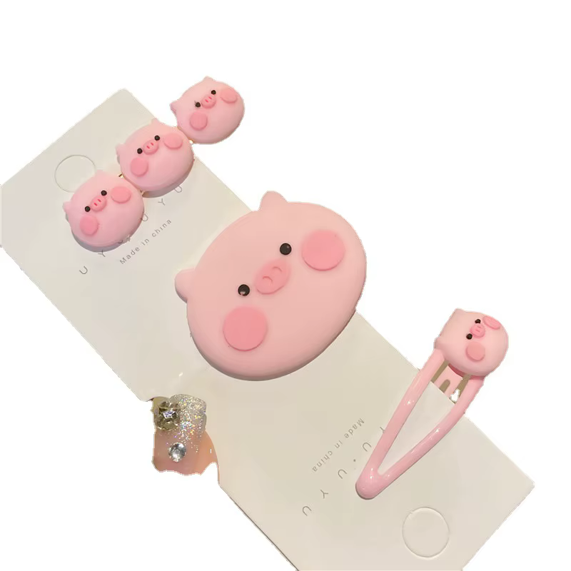 Pinces à cheveux cochon rose pour enfants