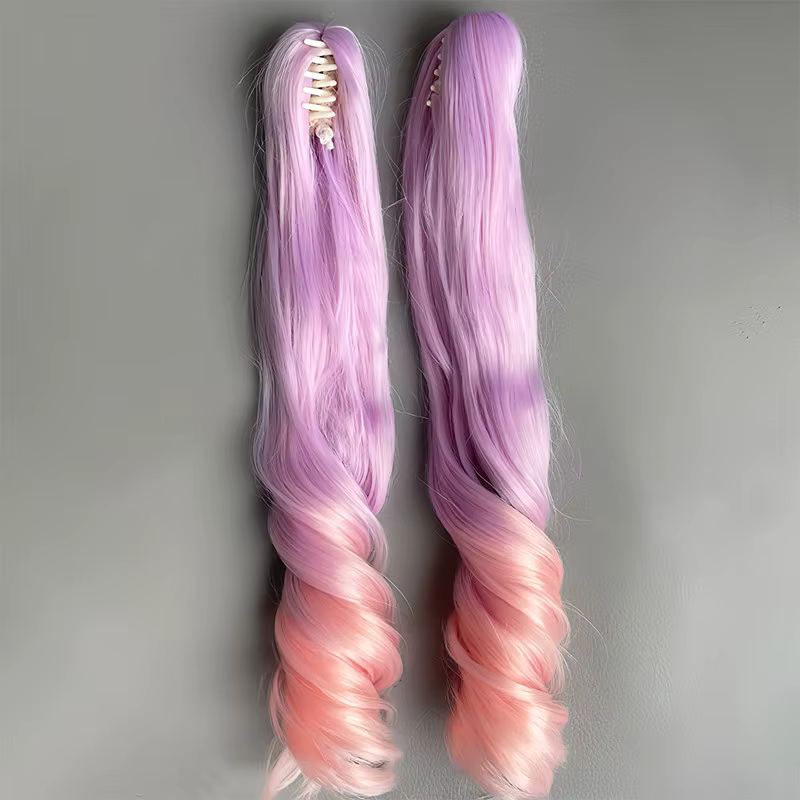 Perruque détachable à clip en soie douce, couleur dégradée personnalisable, longueur 25 cm, modèle pour figurines d'action, accessoire de scène et décoration.
