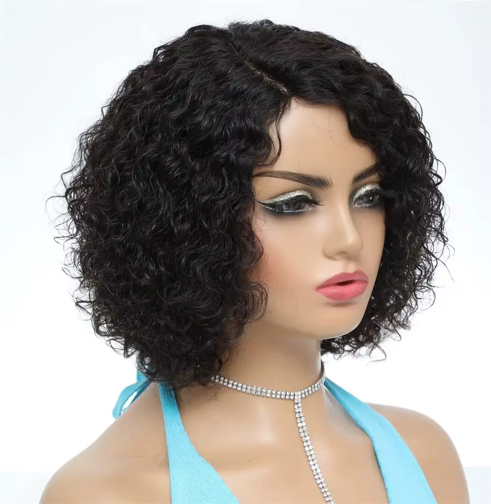 Perruque en cheveux humains Jerry Curly avec frange