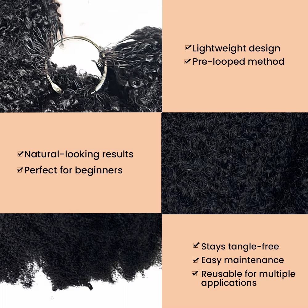 7 paquets de 350g d'extensions de cheveux bouclés afro au crochet