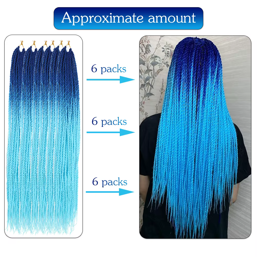 Extensions synthétiques HAIRSTAR, tresses sénégalaises au crochet, 24 pouces, 30 racines/paquet, cheveux à tresser pour femmes, jaune, rose, vert