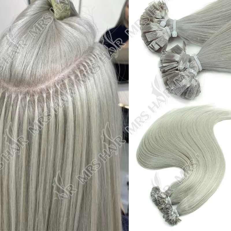 Extensions de cheveux humains à pointe plate en kératine personnalisées