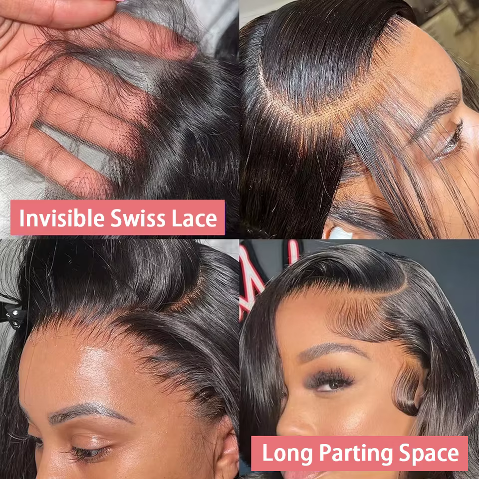 Perruque Courte Bob Body Wave 13x4 Sans Colle Cheveux Humains Brésiliens Prête à Porter