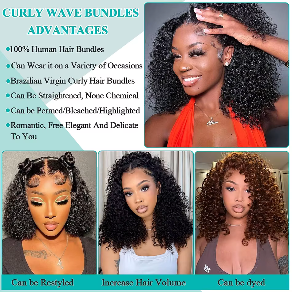 Cheveux Afro courts crépus bouclés 3 paquets traiter