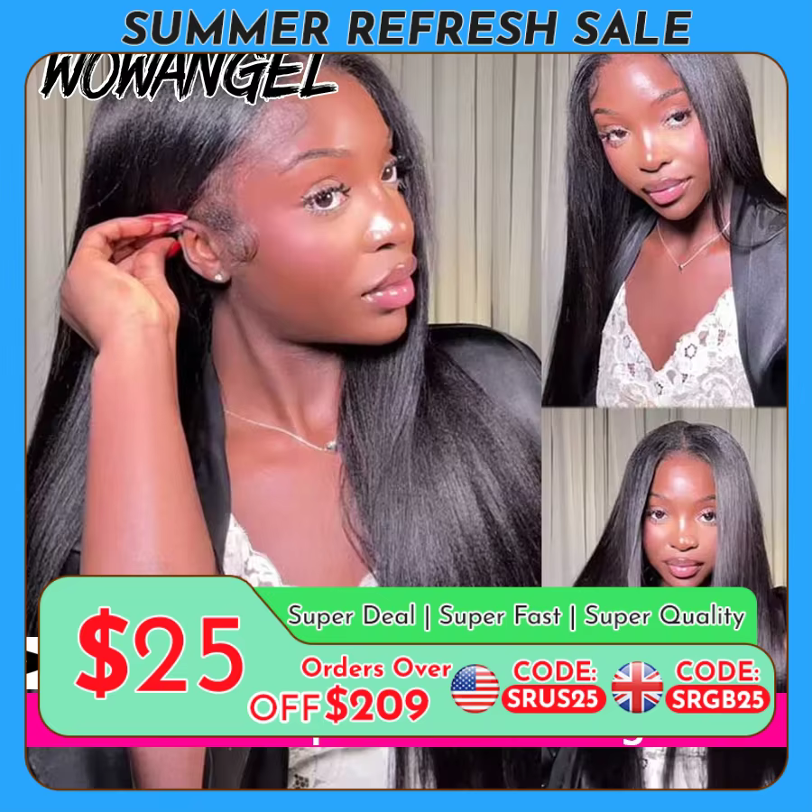 Perruques mi-tête 250% Light Yaki en cheveux humains