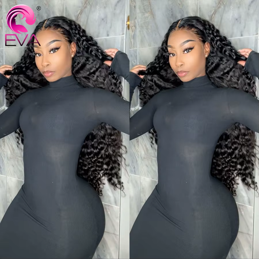 Eva 250 densité 36in 13X6 HD dentelle frontale perruque bouclés pré plumés noeuds blanchis perruques 5x5 sans colle