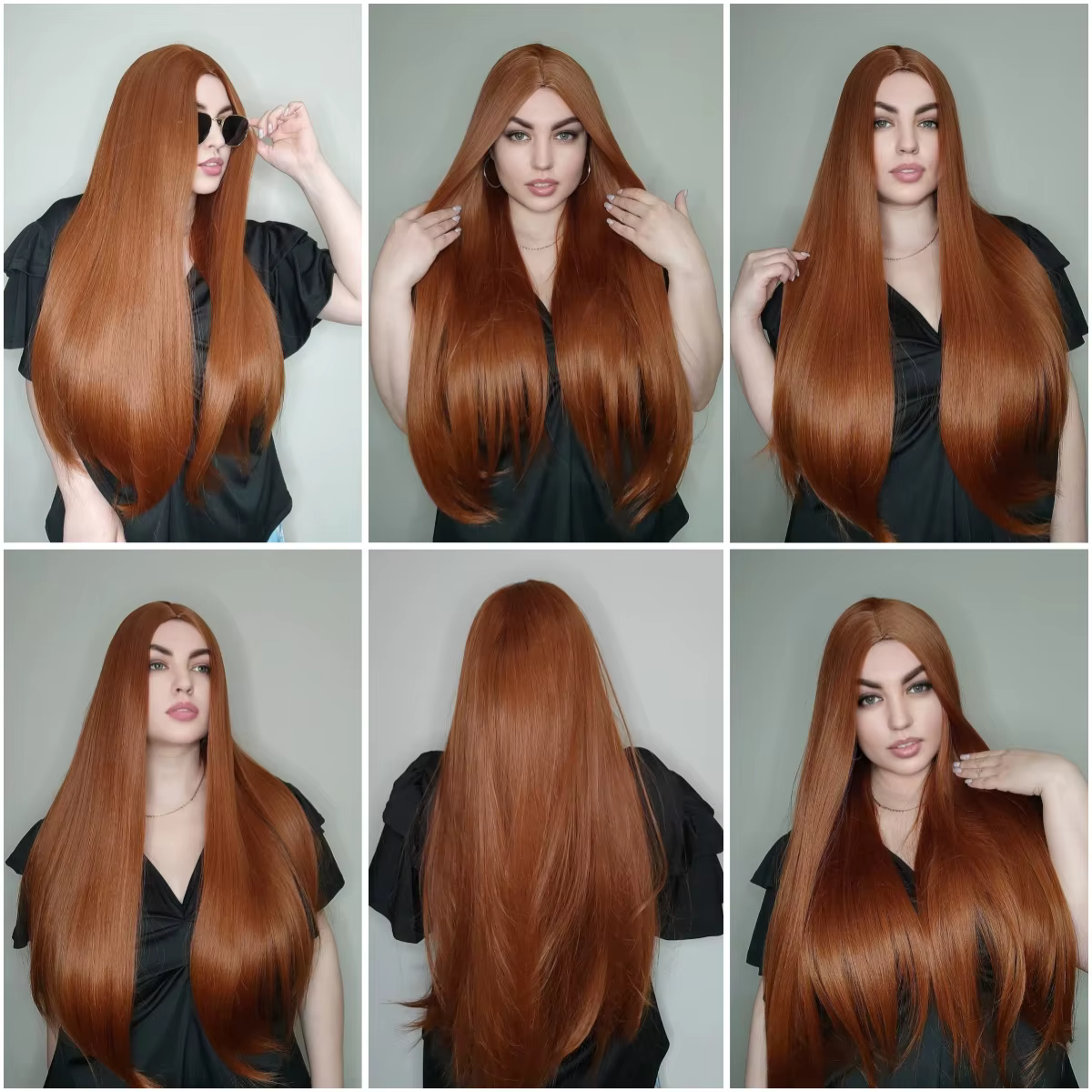 LOUIS FERRE – perruques synthétiques en cuivre rouge marron gingembre avec raie au milieu pour femmes, cheveux naturels pour filles, perruque quotidienne en Fiber résistante à la chaleur