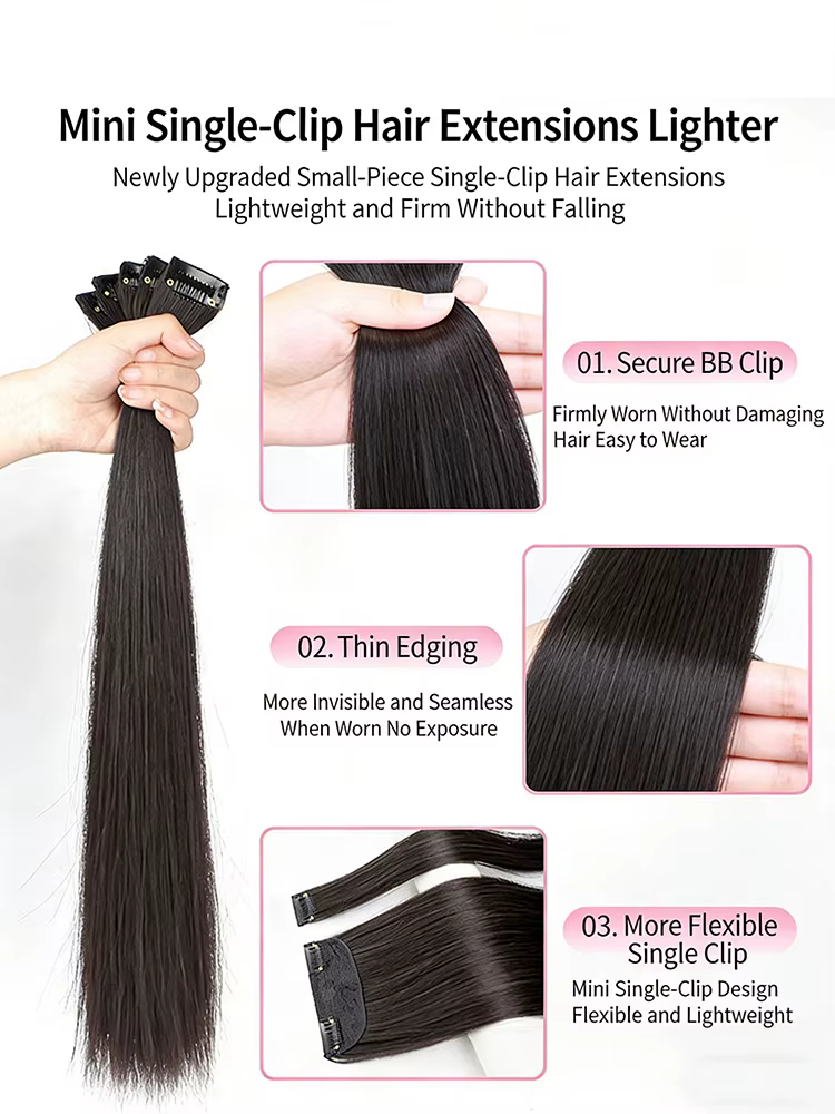 Extensions de cheveux à clipser de 60 cm